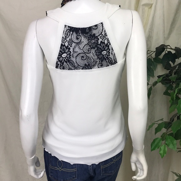 Ruffled White and Black Lace BCX Top - Picture 7 of 7
